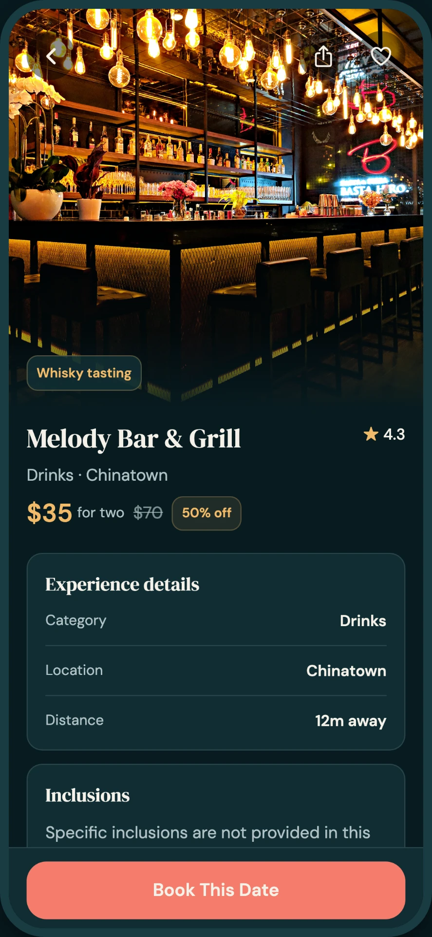 Xperiences experience detail for Melody Bar & Grill