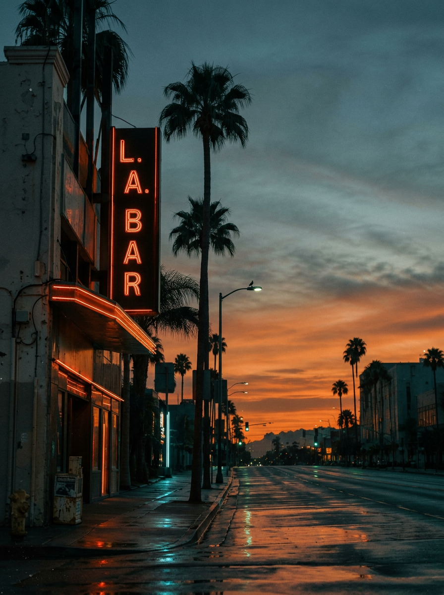 Los Angeles street at dusk